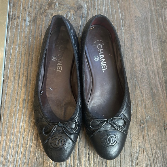 Chanel black quilted leather ballerina flats authentic - Picture 1 of 8